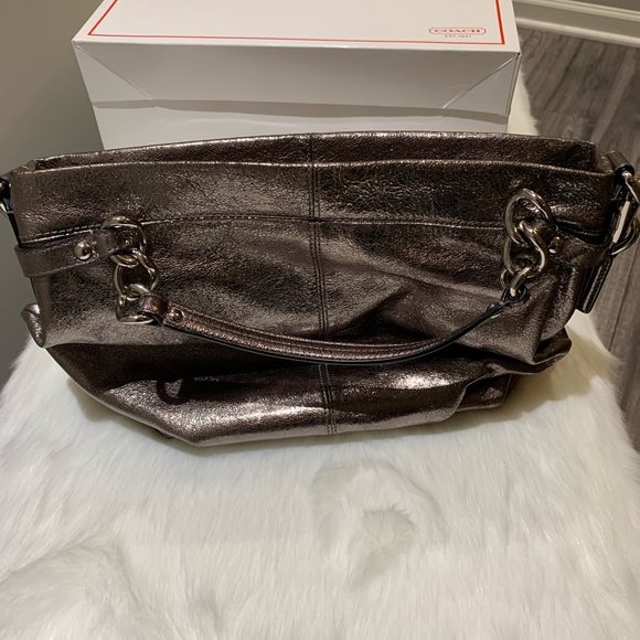 Coach Brooke Metallic Leather Tote Purse - Picture 3 of 8